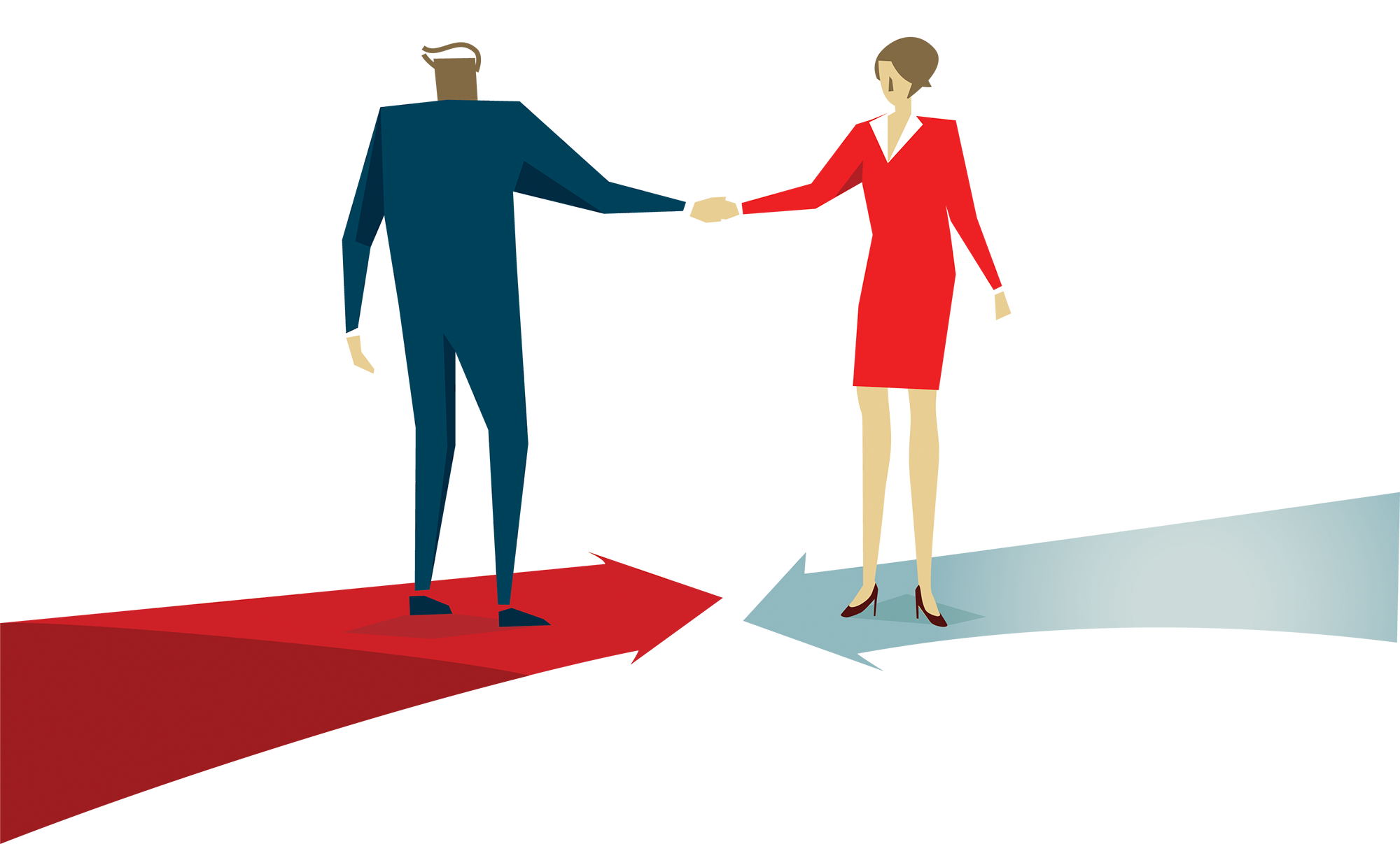 Illustration of Man and Women Shaking Hands